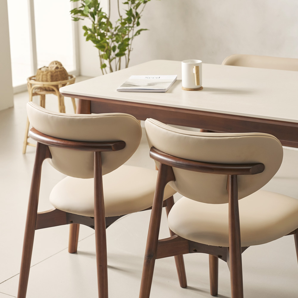 마드리 6인용 원목 세라믹식탁 세트 포세린 상판 테이블 식탁+의자6, 1800mm, 월넛