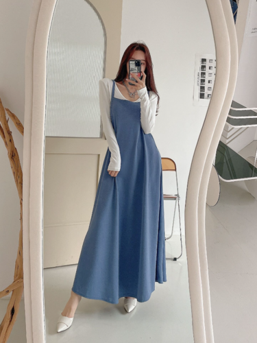 폼나나 Pomnana 오버핏 나시 무지 A라인 훌 여름 롱 원피스 - 메인 이미지