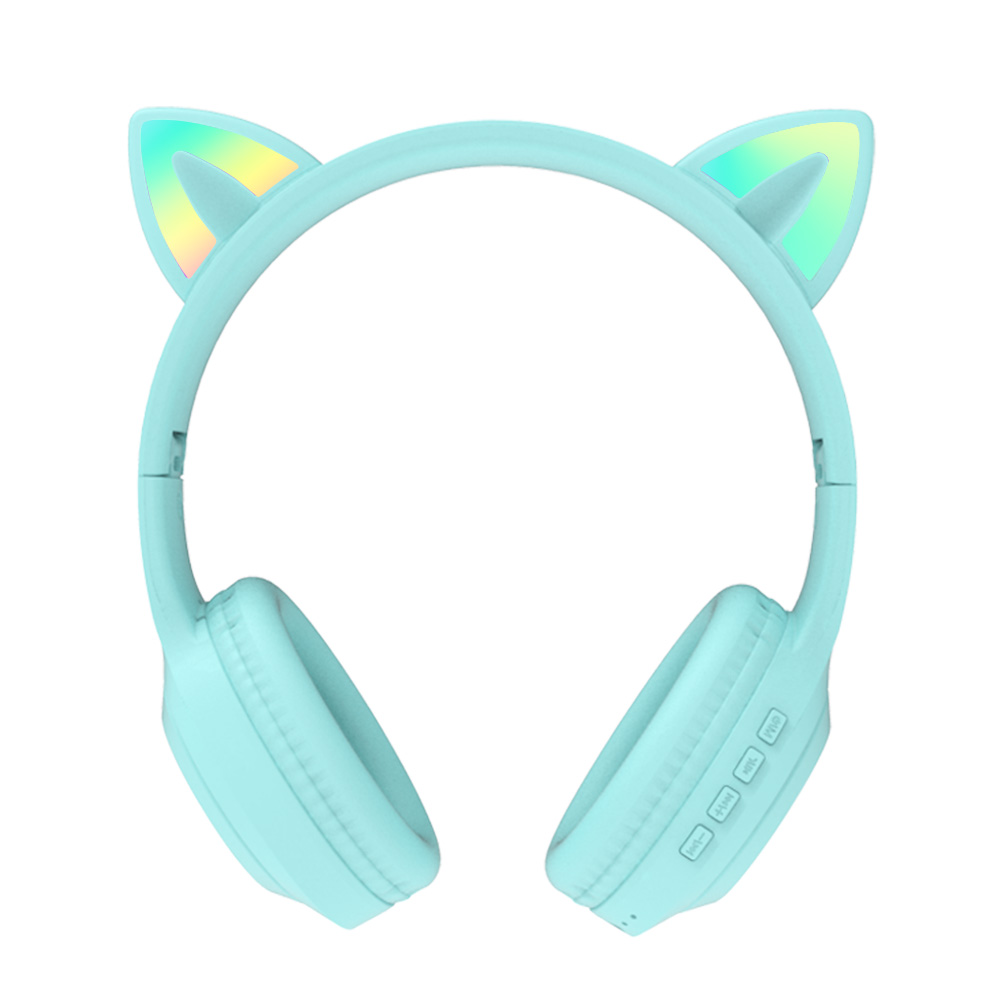 핏 키티 LED 유무선 블루투스 헤드셋 키즈 청력보호 페퍼민트 그린