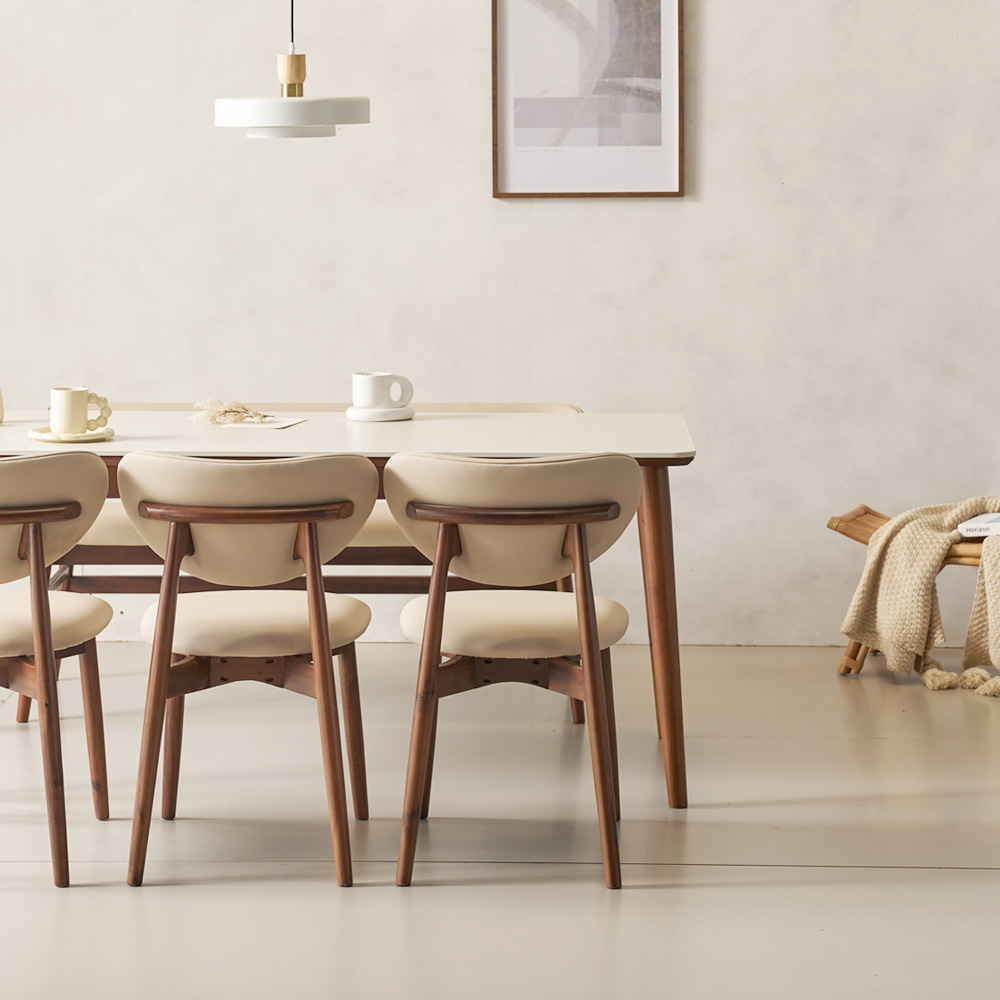 마드리 6인용 원목 세라믹식탁 세트 포세린 상판 테이블 식탁+의자6, 1800mm, 월넛