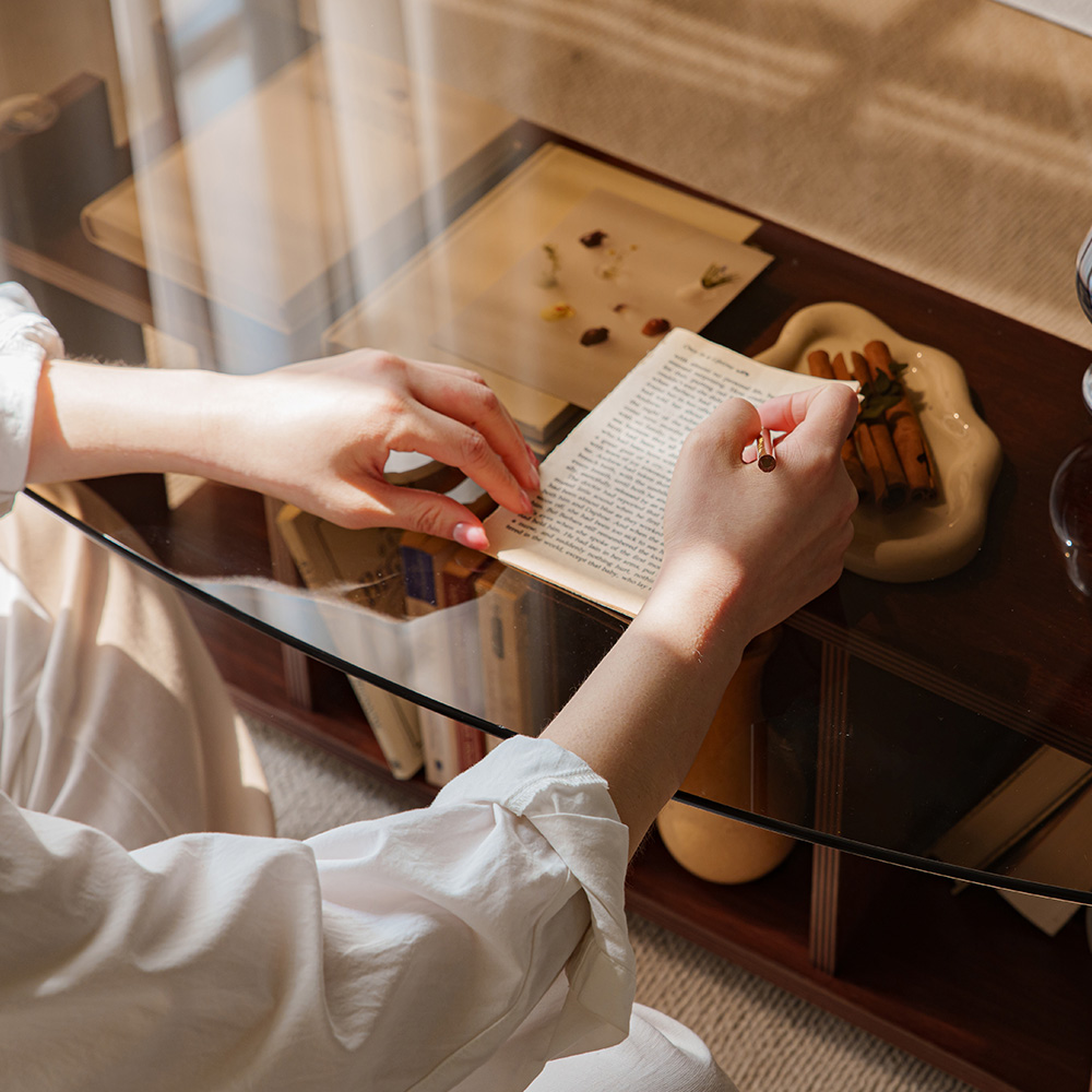 파레드 거실테이블 소파 유리 타원형 1200