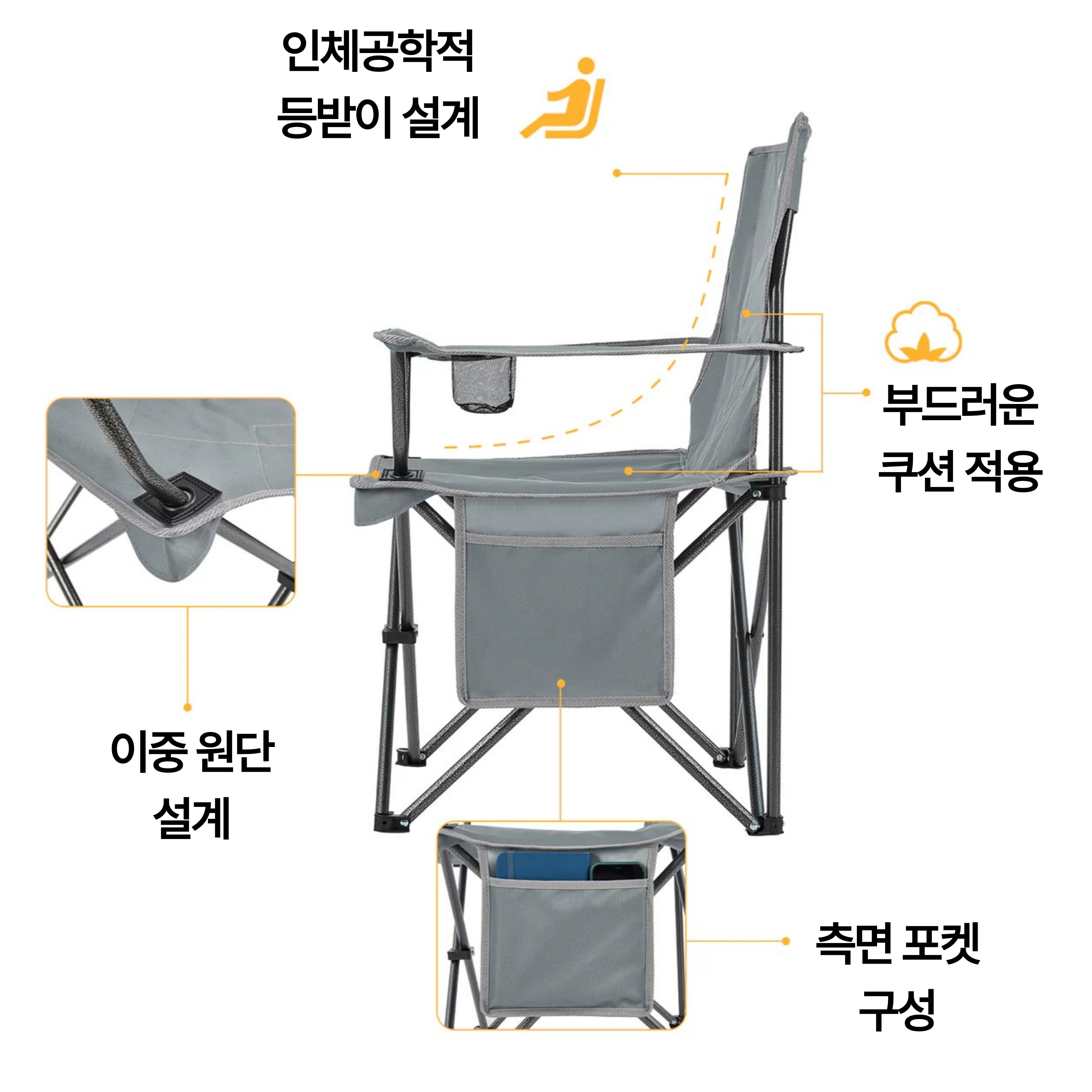 킹캠프 접이식 캠핑의자 낚시 피크닉용 KC2216 LOTUS B10 - 상세 이미지 4