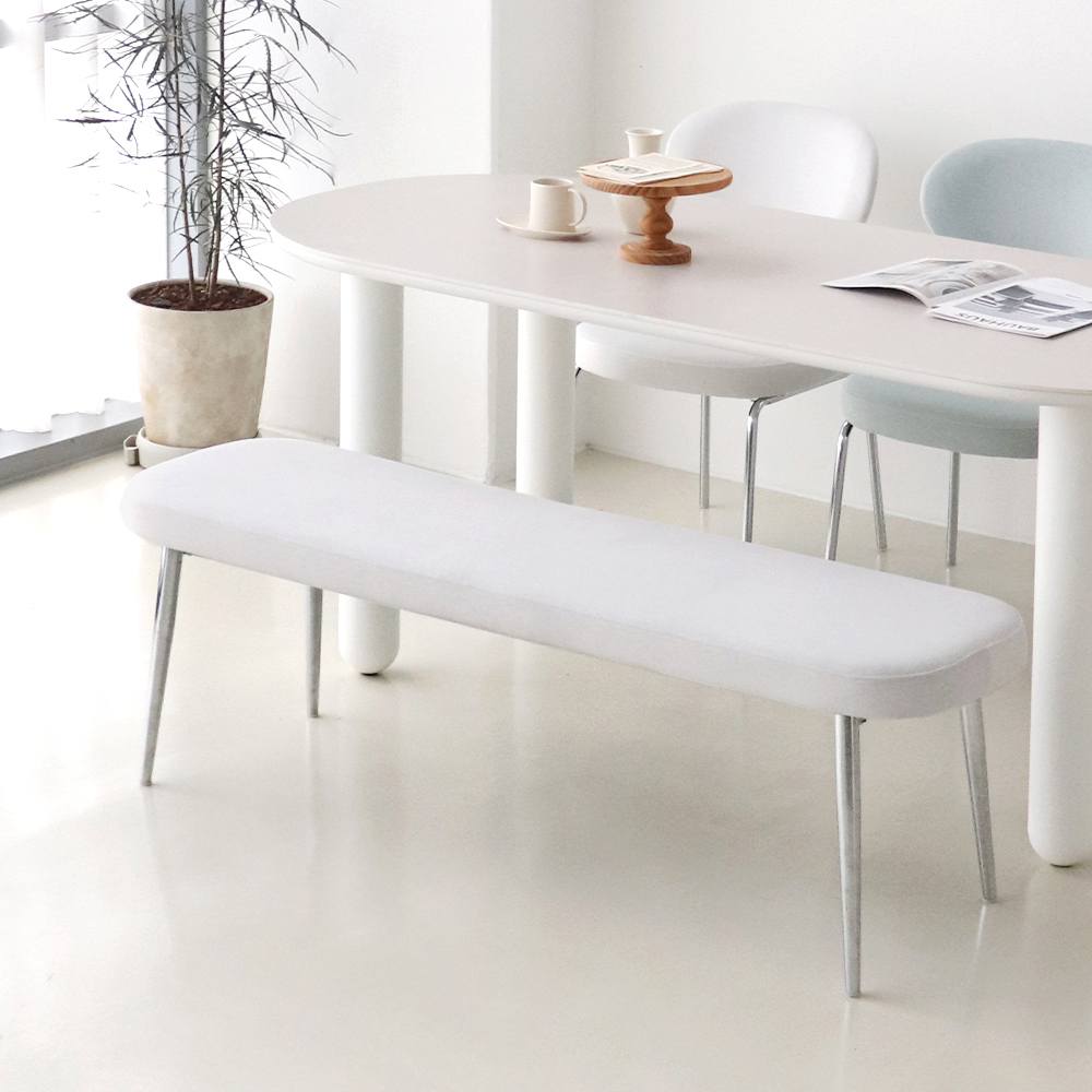 로페 3인용 식탁벤치 의자 발수코팅 크롬프레임 인테리어 식탁 의자