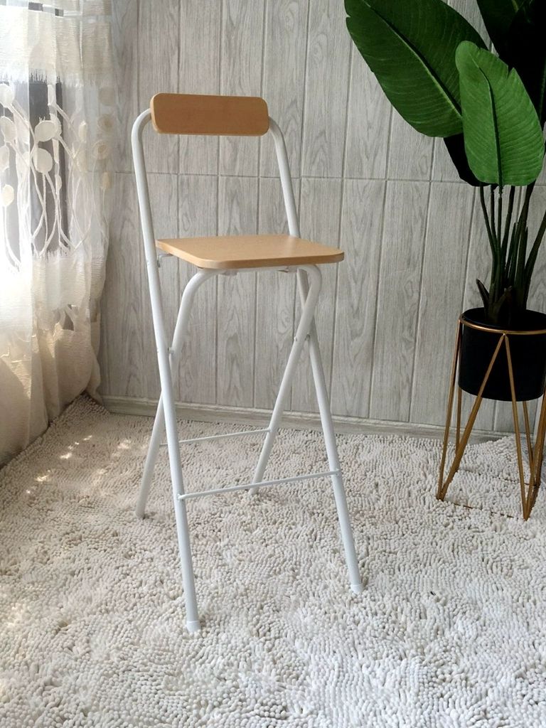 간단한 접이식 49cm 높은의자 스터디 카페 모던 70CM 화이트 목재무늬색 60cm A - 상세 이미지 4