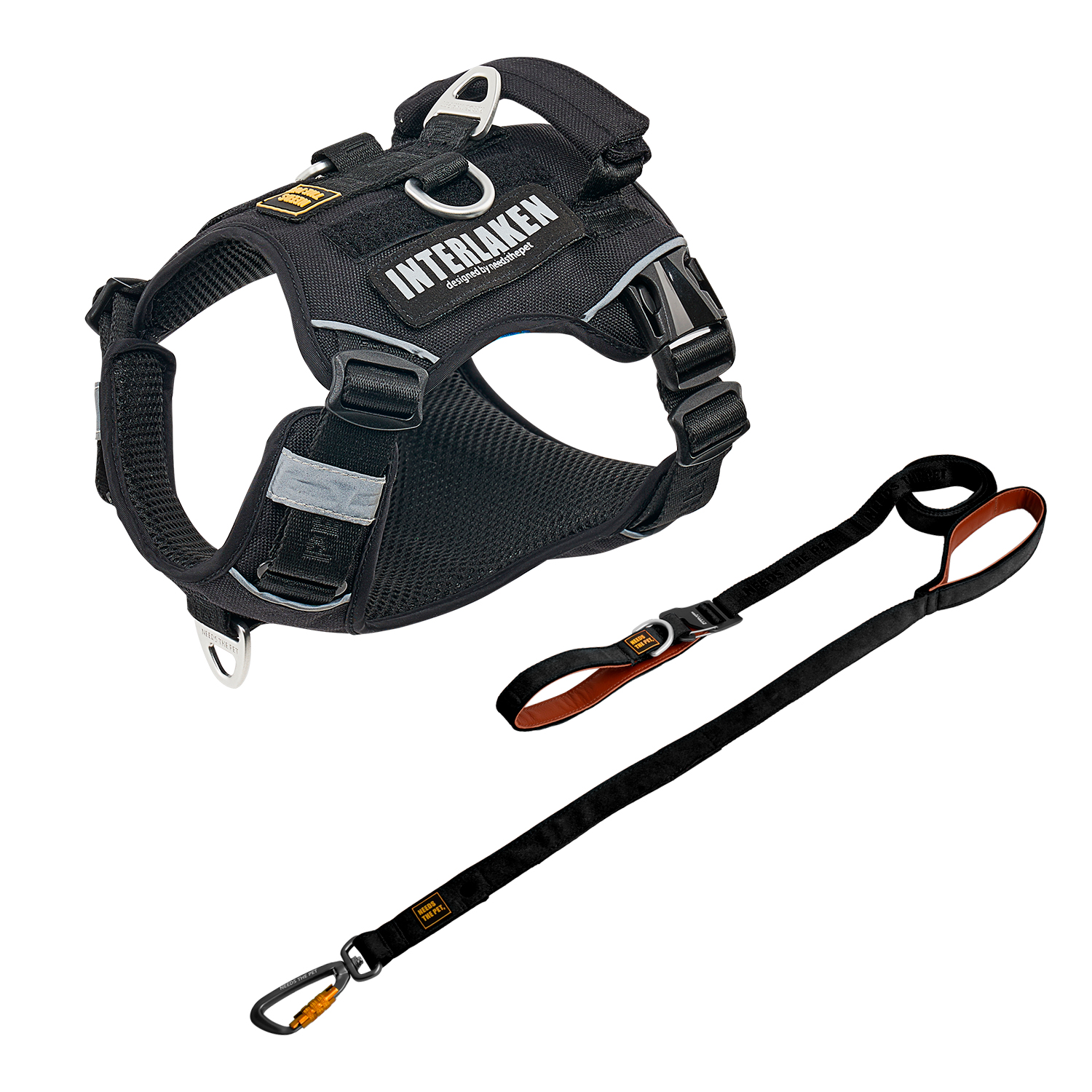 인터라켄 커스텀 강아지 하네스 오토락 그립 리드줄 세트 XXS