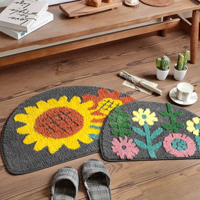 해바라기 현관발매트 반달형 화장실매트