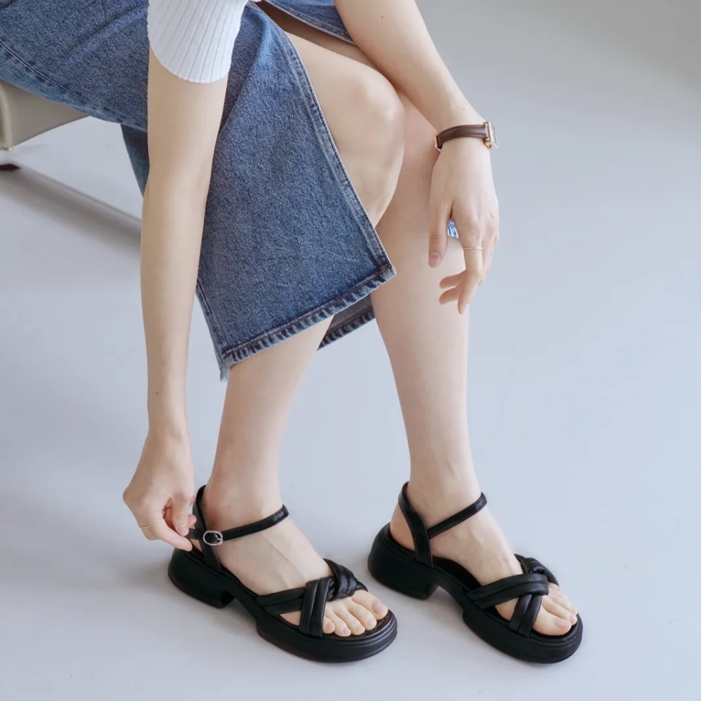 발편한샌들 여자 여름샌들 블랙, 235 - 상세 이미지 3