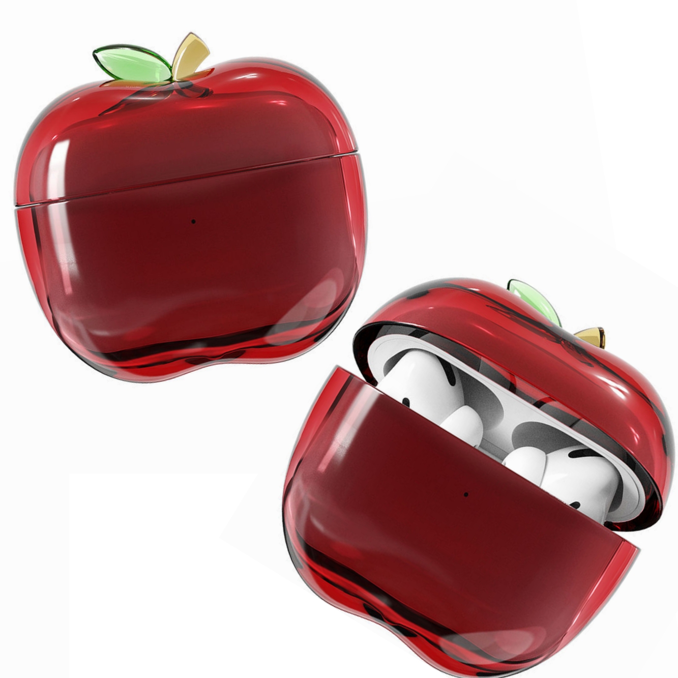 사과 에어팟케이스 에어팟4케이스 이어폰 특이한 귀여운 예쁜 선물 키링 젤리 가벼운 투명 - 상품 이미지