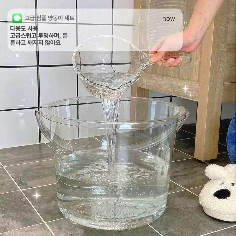 원형 플라스틱통 투명 용기 바케스 물통 10L 양동이 마노 회색 양동이 뚜껑 없음 - 상세 이미지 2