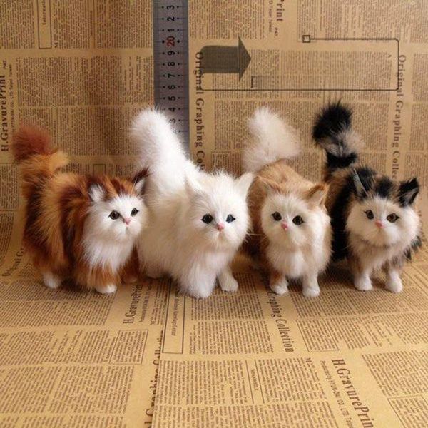 리얼 고양이 인형 테이블 조형물 애착 같은 장식품 연한 노란색 - 상품 이미지