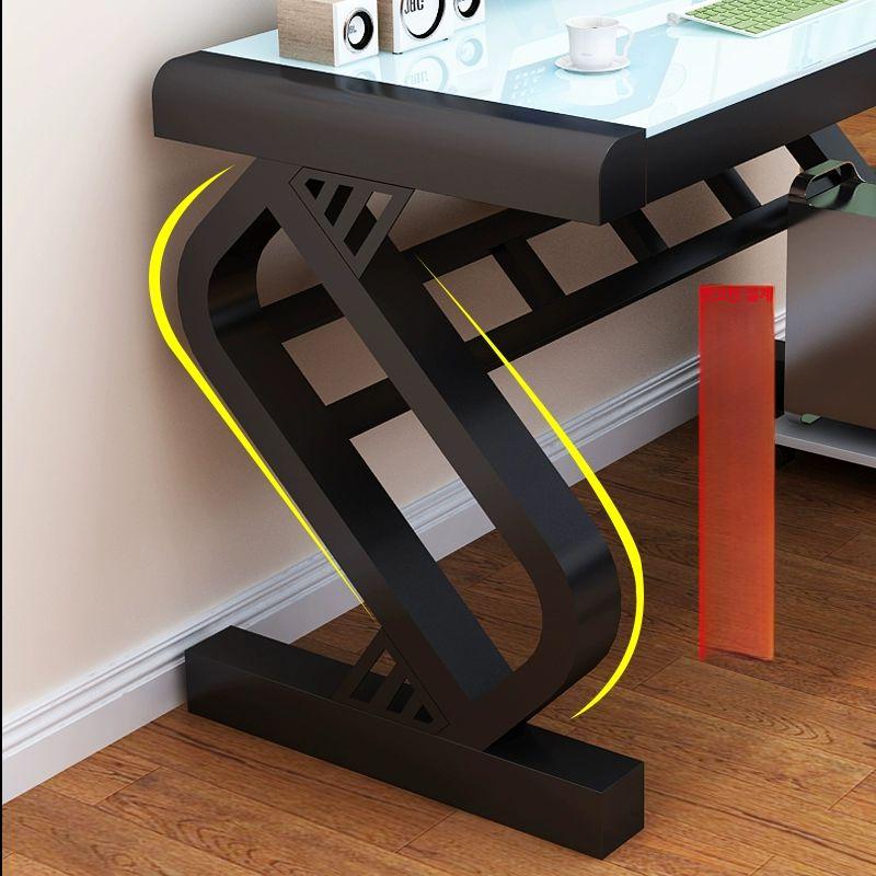 컴퓨터책상 데스크탑 사무용 공부방 테이블 노트북 책상 100cmx60cm 높이 프레임 검은 유리 - 상세 이미지 2