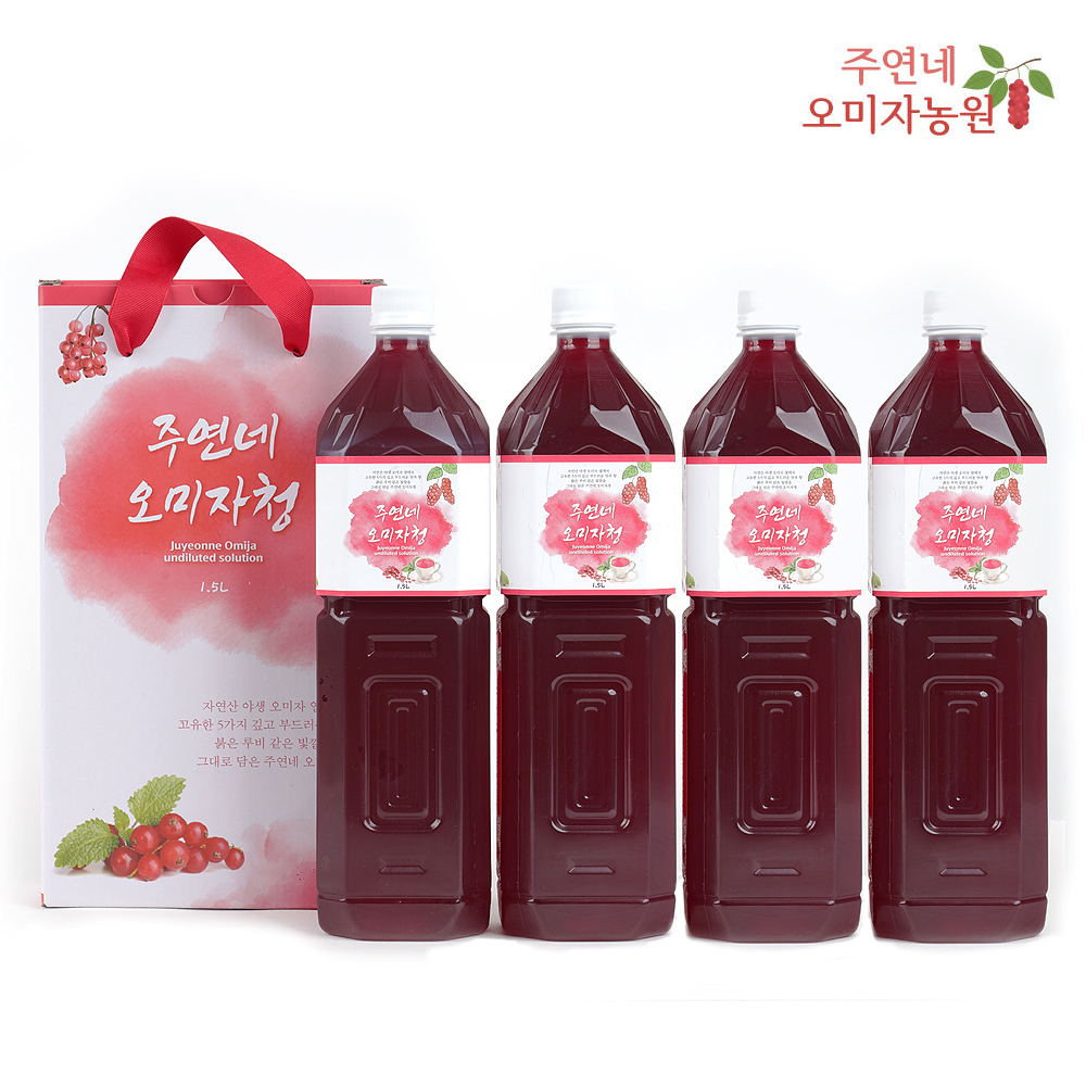 인제 오미자청 원액 선물세트 1.5L 4병 오미자엑기스 카페용 카페납품 진액 효소 만들기