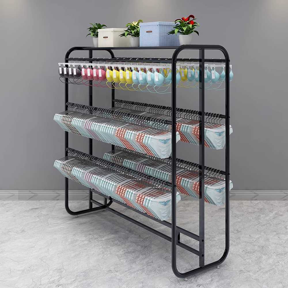 속옷 행거 매장용 진열대 수영복 전시 스탠드 걸이대 화이트 4단 100x50x150cm - 상세 이미지 5