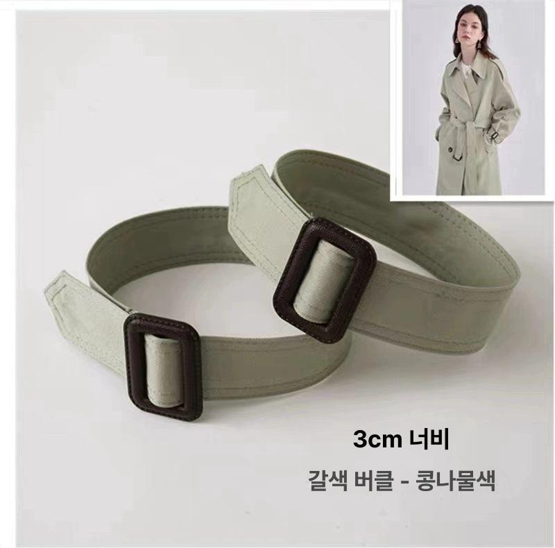 여성 트렌치코트 손목 루즈핏 원피스형코트 조임끈 스트랩 짙은 회색-검정 단추-폭 4cm - 상세 이미지 4