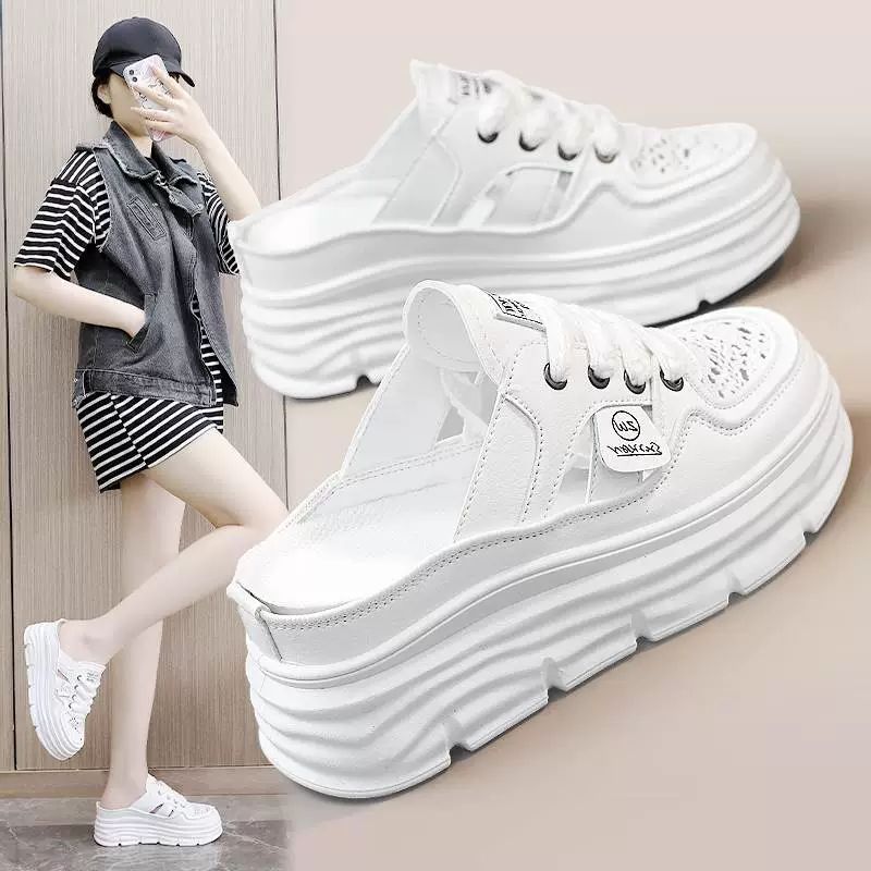 여자 뮬 운동화 신고벗기편한 블로퍼 키높이 통굽 카키 - 상세 이미지 5