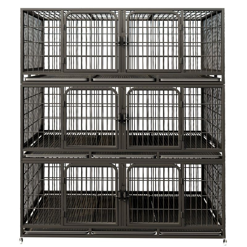 호텔장 강아지 애견 반려동물 반려견 초대형 분양 펫샵 95일층 95x65x68cm 검정색 분리형 트레이 바퀴 포함 - 상품 이미지