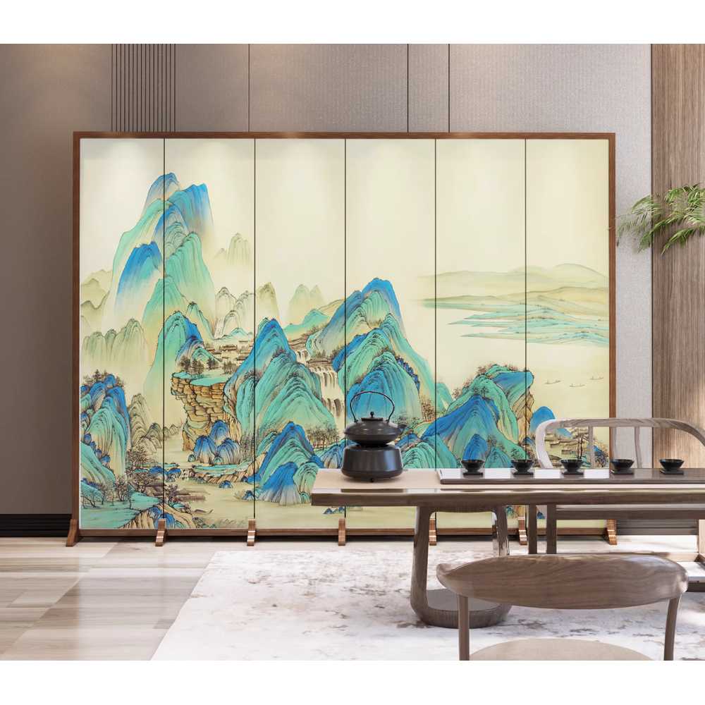 전통 민화 병풍 파티션 산수화 가림막 인테리어 차례 A형 6칸(180x240) - 상세 이미지 3