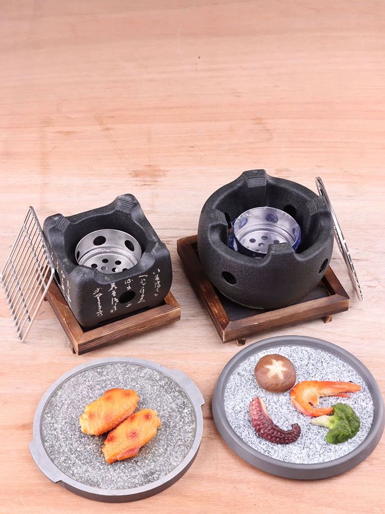 일본식 화로 화로대 바베큐 숯불 1인 그릴 꼬치 혼합 15cm 알루미늄 화로원형 석판