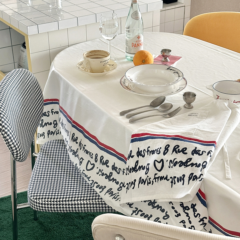 파리지앵 린넨 식탁보 테이블보 백일 돌상 홈파티 캠핑 카페 집들이 화이트 100X140