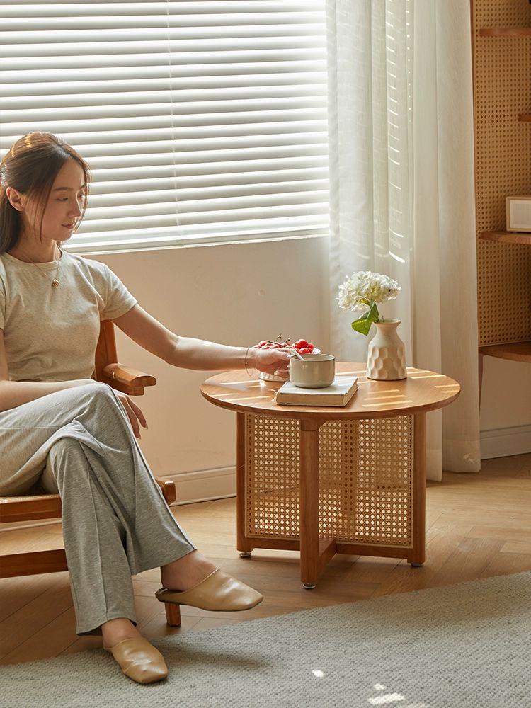거실 테이블 원목 통나무 좌식 원형 쇼파테이블 탁자 원목색-직경80 조립 - 상세 이미지 3