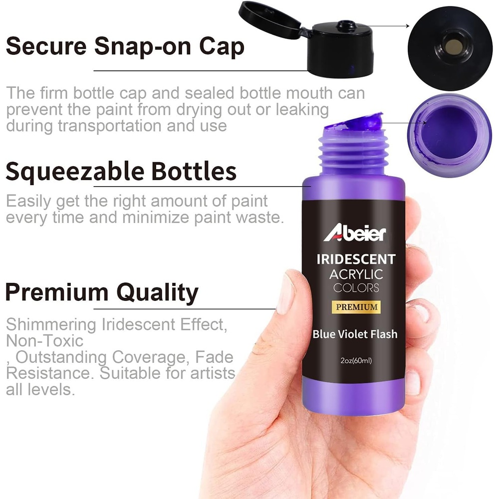ABEIER 무지개 아크릴 물감 18색 세트 60ml 캔버스 목재 세라믹용 이미지 6