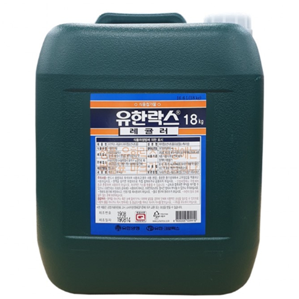 유한락스 레귤러 살균 악취제거 소독제말통 대용량표백제 업소용 18kg - 상품 이미지