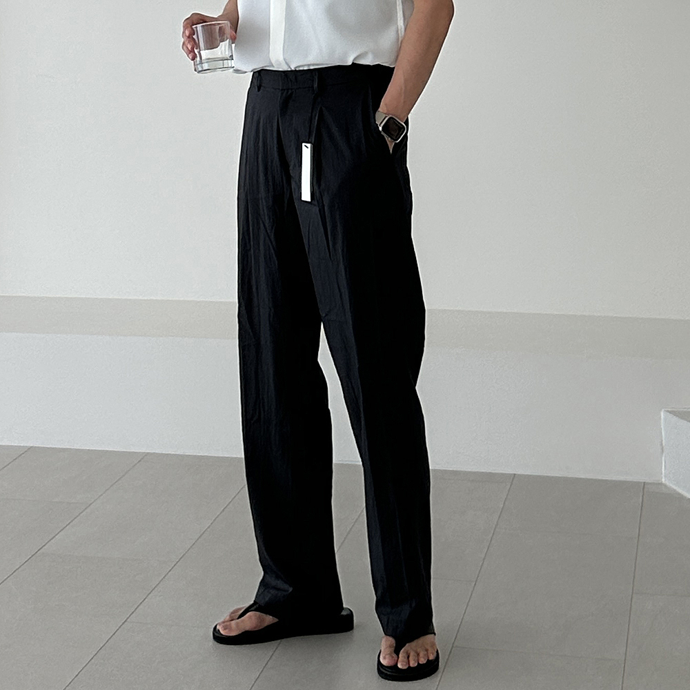 남자와이드슬랙스 밴딩 나일론 남성냉장고바지 남자린넨슬랙스