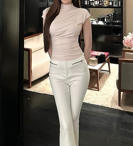 아이스원단 루지셔링 캡소매 여름블라우스 반목 시원한블라우스 슬림핏 여자여자몰 - 상세 이미지 2