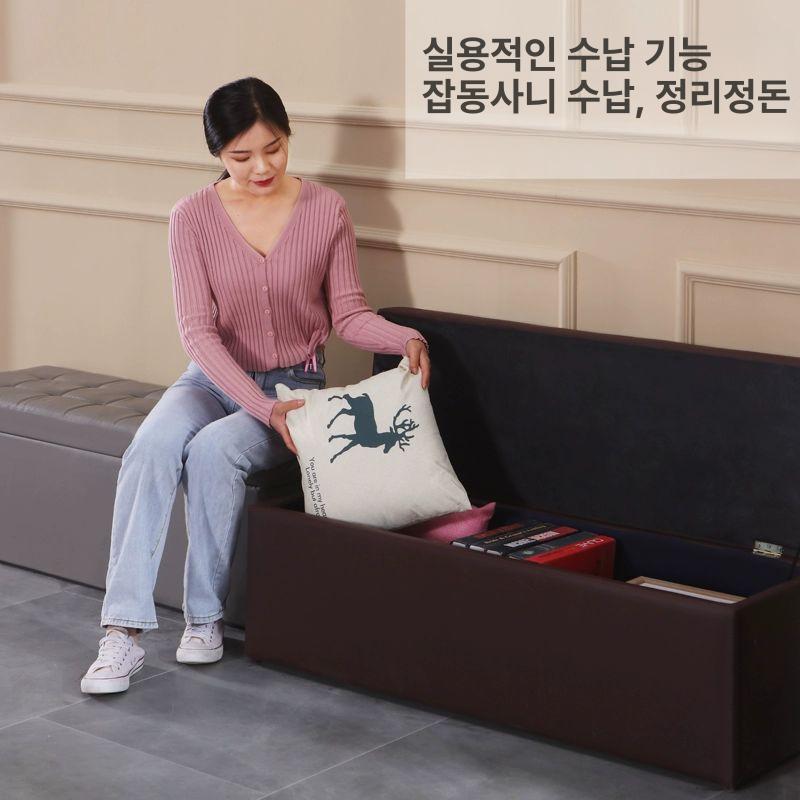 서랍형소파 현관 수납벤치 서랍형 거실 수납장 벤치 소파 먹색 40x40x40 cm - 상세 이미지 5