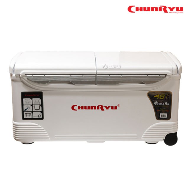 천류 아이스박스 쿨러 48L 갈치 낚시 대장 대형 바퀴 화이트