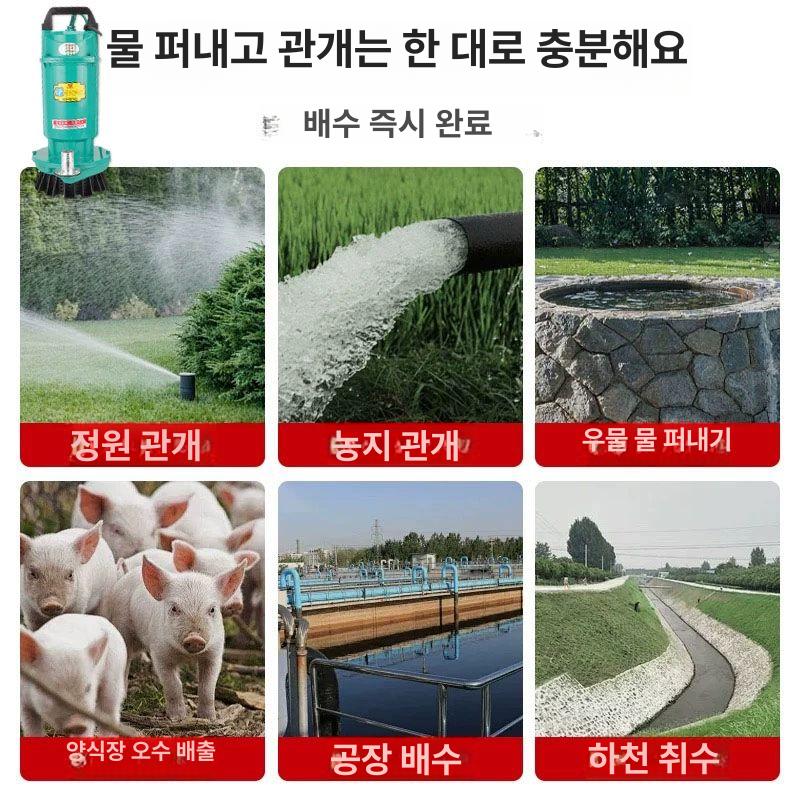 수중모터펌프 바닥 양어장 배수펌프 수족관 물빼기 청수 1인치 370W 12m 1.5m3 5m 전선 - 상세 이미지 3