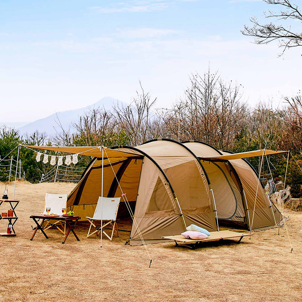 스노우라인 새턴 2룸 텐트 4인용 그라운드시트 루프 포함 터널형