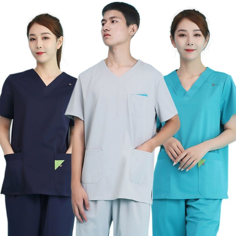 병원 간호사복 반팔 상하의 간호사 단체복 기능성 유니폼 남녀공용 회색 반팔 XS - 상세 이미지 3