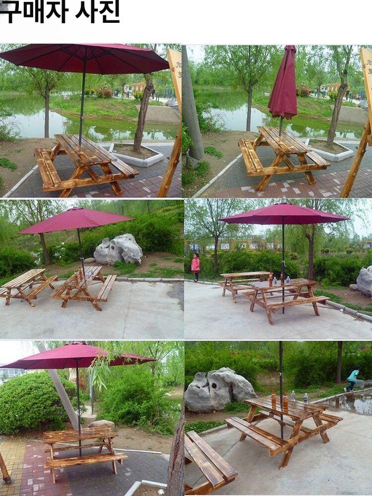 테이블벤치 편의점테이블 4인용 야외테이블세트 일체형 업그레이드 120x55x70 A - 상세 이미지 5