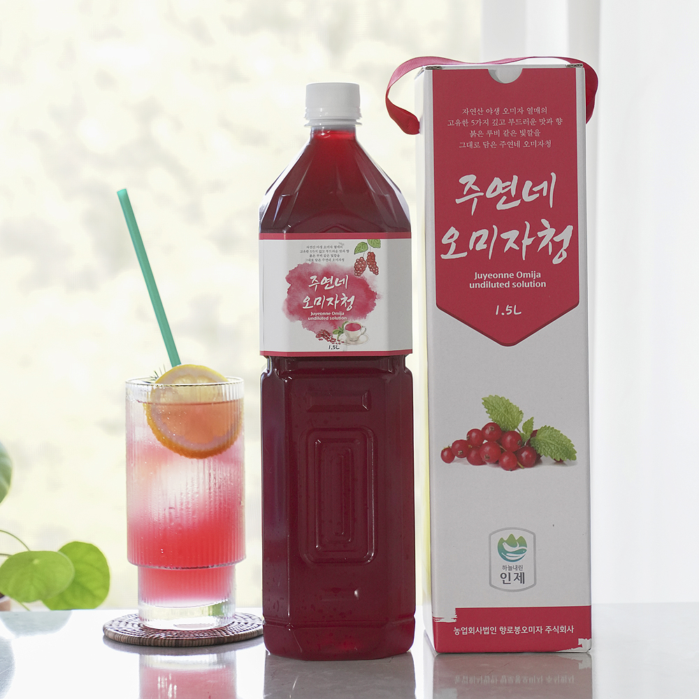 인제 오미자청엑기스 선물세트 1.5L 2병 오미자청원액 임산부 즙 진액 효소 만들기 효능