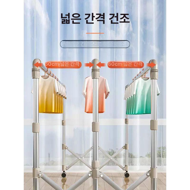 개폐식 빨래 건조대 실외 세탁 야외 베란다 빨랫줄 업그레이드된 2개의 폴 1.6 미터 단일 폴 - 상세 이미지 4