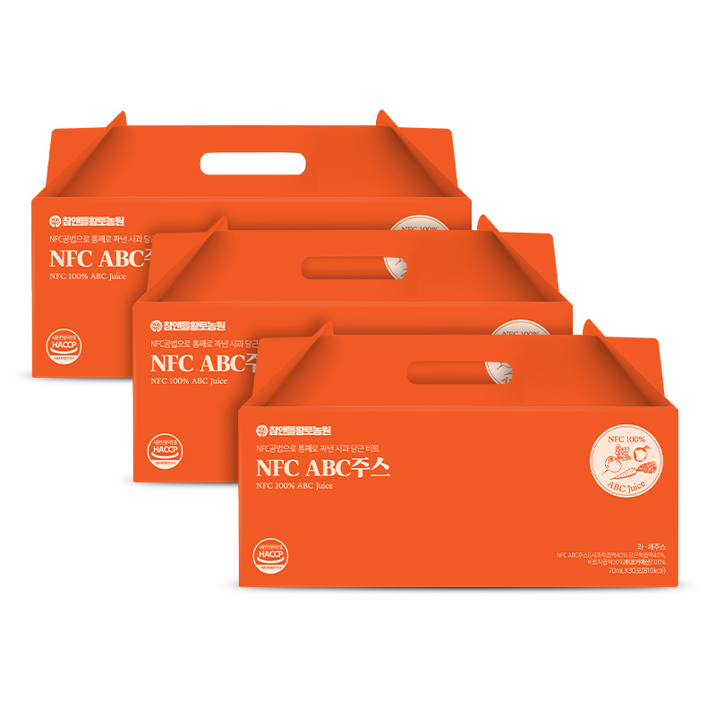 [3+1] 참앤들황토농원 착즙 ABC주스 사과 당근 비트, 70ml, 90개