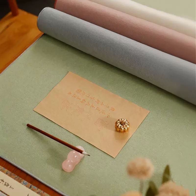 서예깔판 멍석 동양화 깔판 민화 캘리그라피 천깔판 모포 우아한 초록색 양모 패딩 50x70cm 기본 - 상세 이미지 4