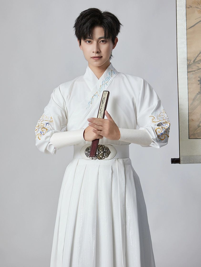 무사복 호위 무사 촬영 사극의상 공연 연극 사극 취미 흰색 상의스커트팔토시허리띠 S - 상세 이미지 3