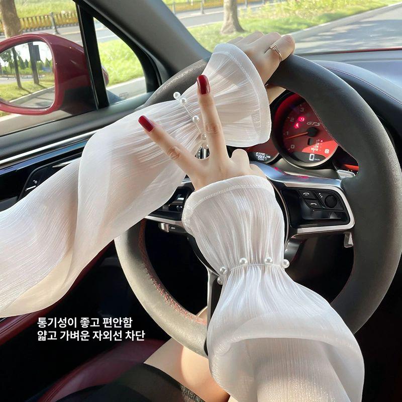 팔토시 일본풍 자외선 차단 슬리브 여성 봄 여름 레이스 느슨한 얇은 아이스 실크 손 - 상세 이미지 2