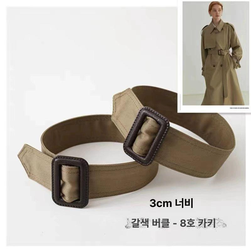 여성 트렌치코트 손목 루즈핏 원피스형코트 조임끈 스트랩 짙은 회색-검정 단추-폭 4cm - 상세 이미지 2