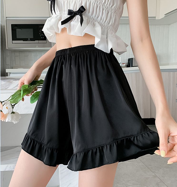 여름 밴딩 실크속바지 벌룬 시원한 통기성 루즈핏 프릴 흰색 균일사이즈 40~60kg - 상세 이미지 4