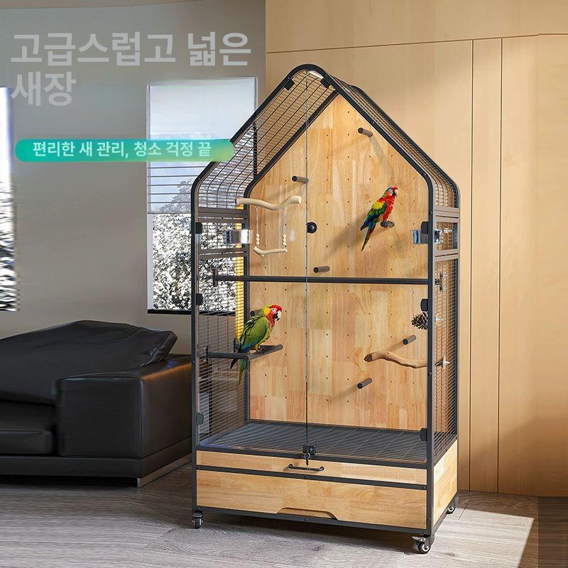 대형새장 바퀴 이동식 철제 버드케이지 사육장 둥지 구름속 새집-소형-검정 상세페이지 참고 - 상세 이미지 2