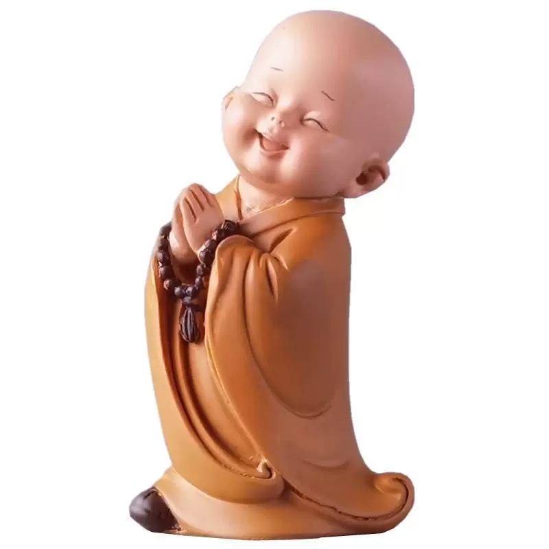 소품인형 동자승 스님 목탁치는 큐티 부처님 승려 불교 업그레이드 버전 갈색 A - 상세 이미지 5
