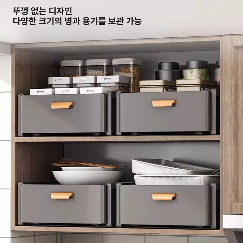 레일수납장 슬라이딩 선반 정리함 정리 주방 철제 코너 건메탈색 무설치x단층 30cm 뚜껑 없음 1층 1x1cm - 상세 이미지 4