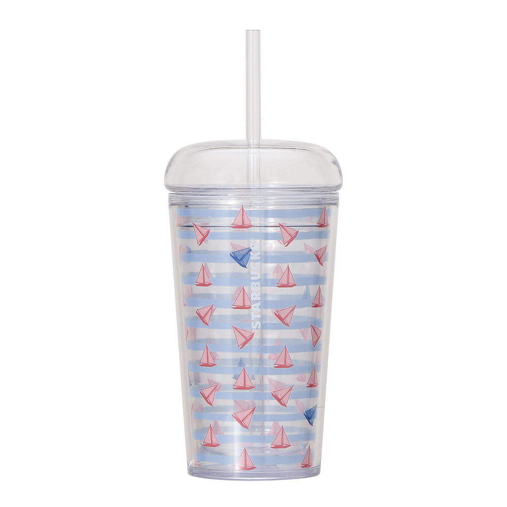 일본 스타벅스 콜드컵 텀블러 마린 보더 빨대 355ml - 상세 이미지 2