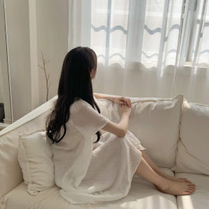거즈면잠옷 여름원피스잠옷 반팔 순면 공주 레이스 화이트 거즈 파자마 착용 후기 | 사이즈/핏 총정리 - 상품 이미지 2