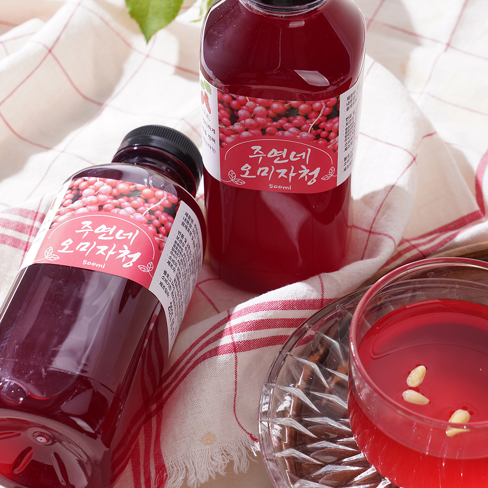 오미자청 원액 선물 500ml+ 탄산수 190ml 2병 엑기스 이미지 7