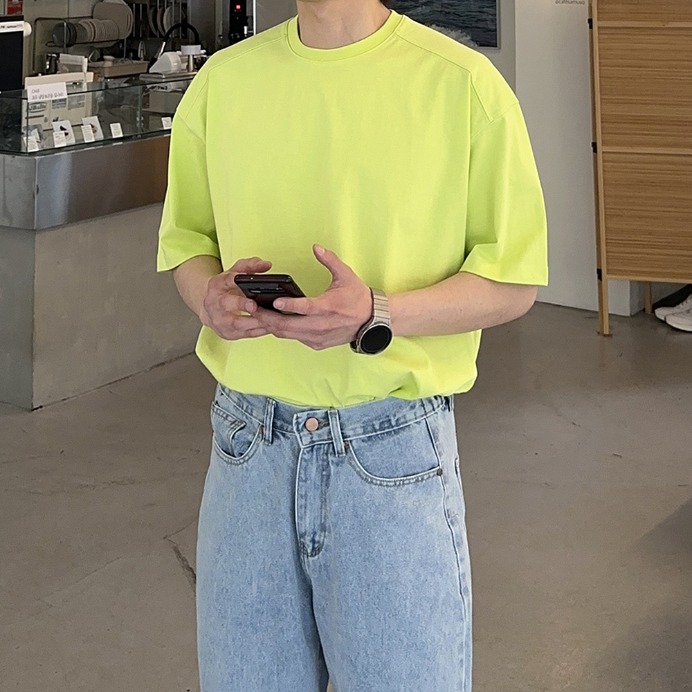 남자 반팔티 분또 절개 쿨 티셔츠 남자 오버핏 반팔 - 상세 이미지 5