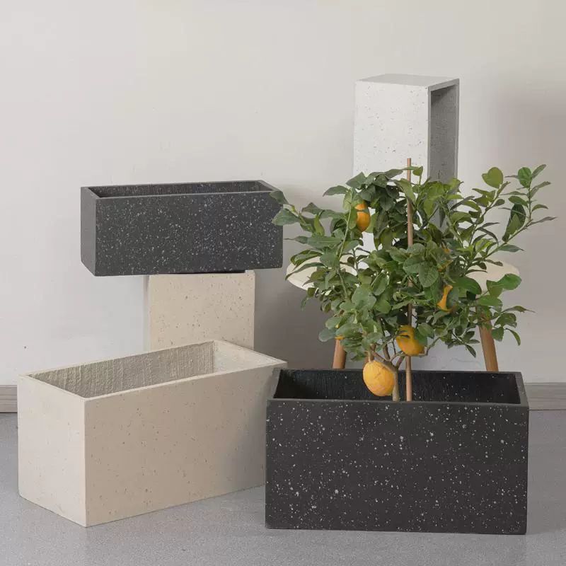 사각 시멘트화분 플랜트 테라스 토분 조경 인테리어 샴페인 옐로우 시멘트 40x19X15cm - 상세 이미지 4